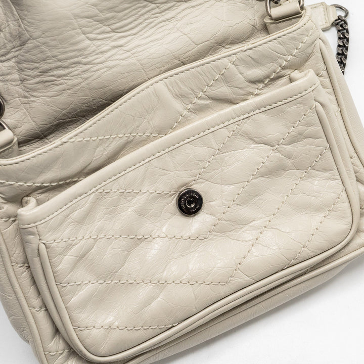 Saint Laurent/YSL Niki Baby Flap Bag Calfskin White SHW