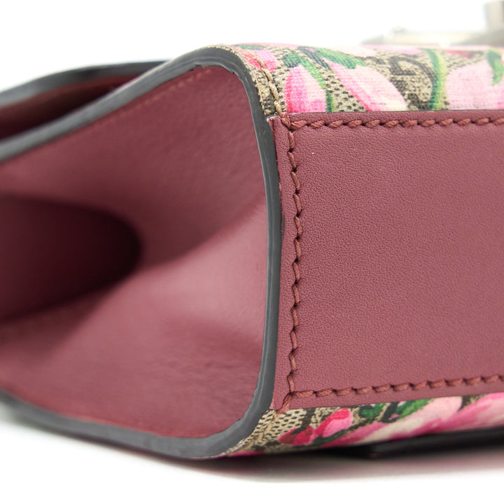 Gucci Padlock Chain Crossbody Bag Flower Print GG Supreme Canvas SHW