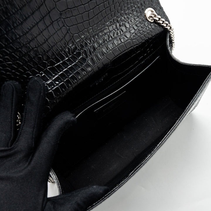 Saint Laurent/YSL Kate Tassel Croc-embossed calfskin Black SH