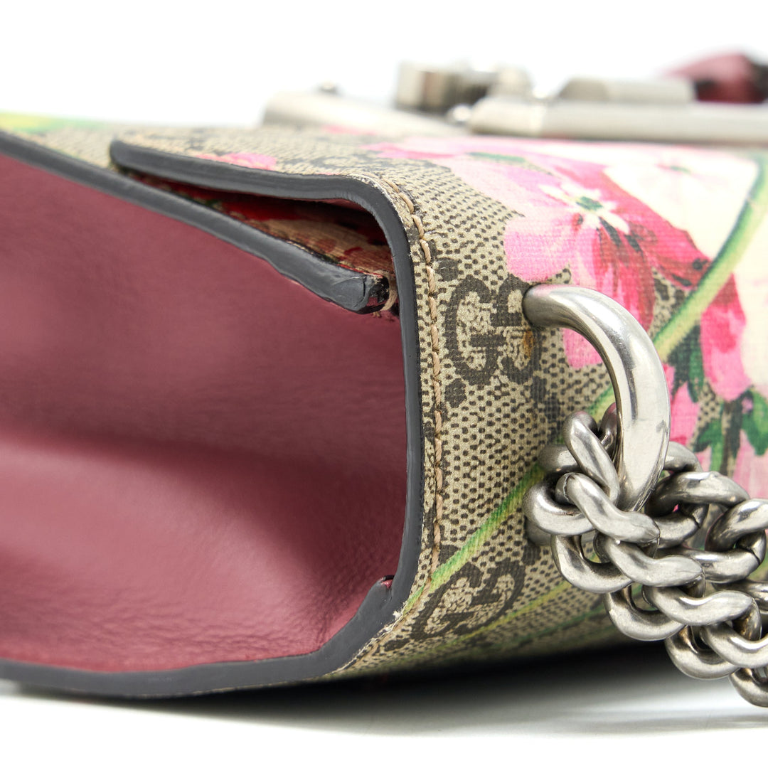 Gucci Padlock Chain Crossbody Bag Flower Print GG Supreme Canvas SHW