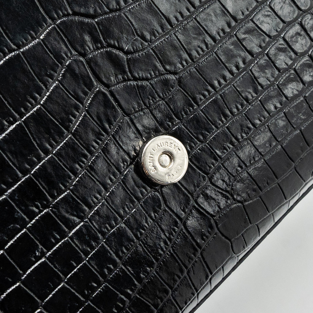 Saint Laurent/YSL Kate Tassel Croc-embossed calfskin Black SH
