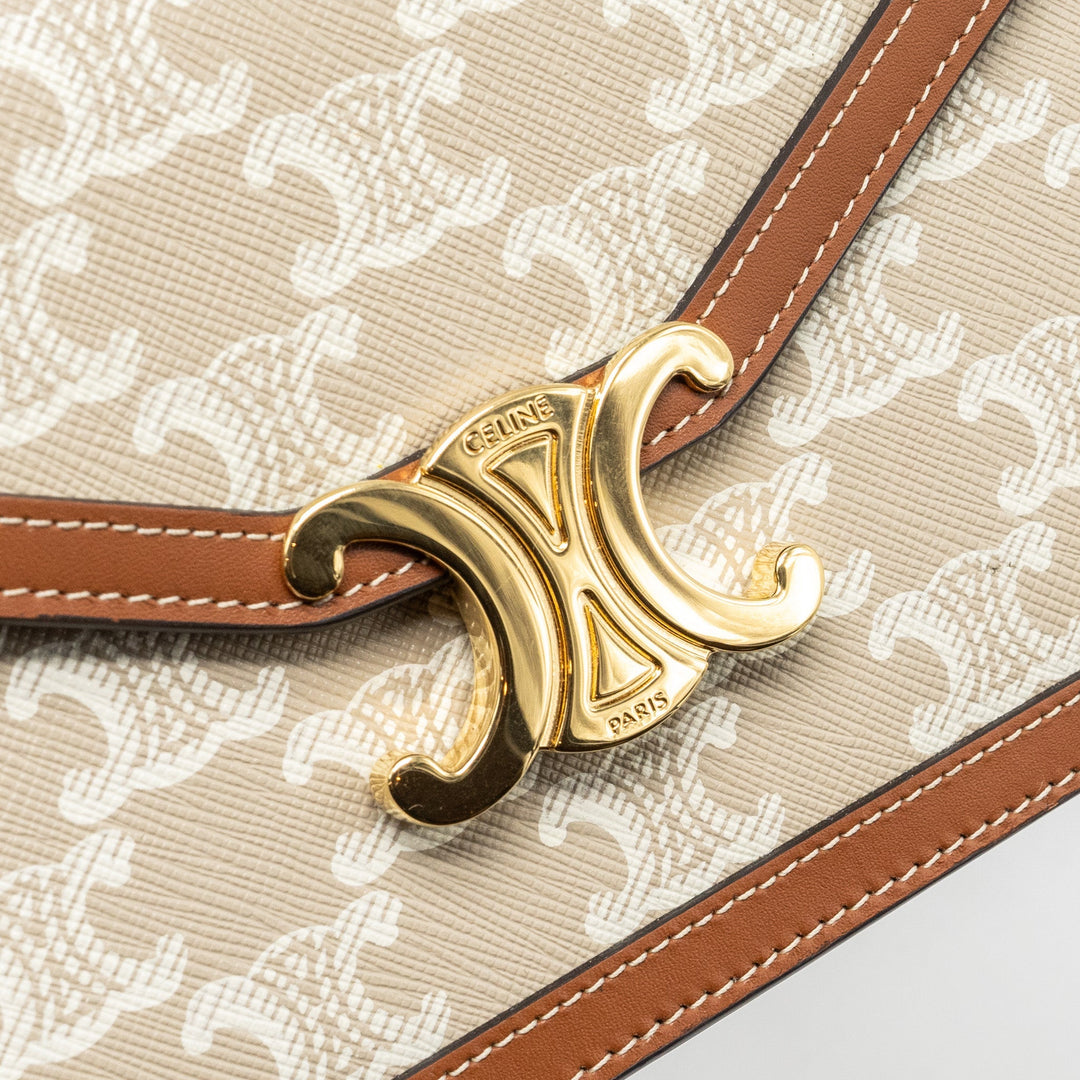 Top Quality Celine MARGO wallet on chain Triomphe canvas / calfskin Grege