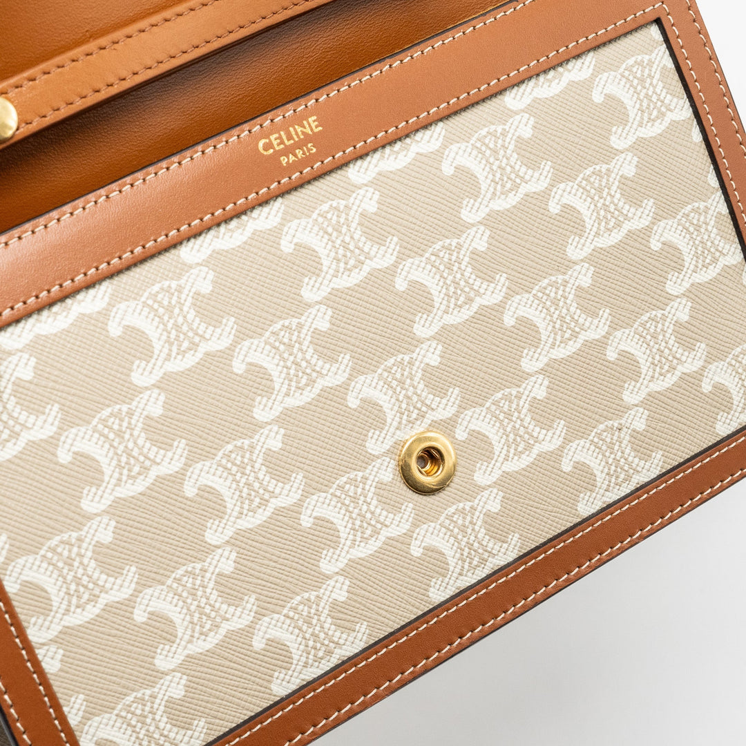 Celine MARGO wallet on chain Triomphe canvas / calfskin Grege