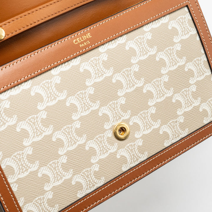 Celine MARGO wallet on chain Triomphe canvas / calfskin Grege