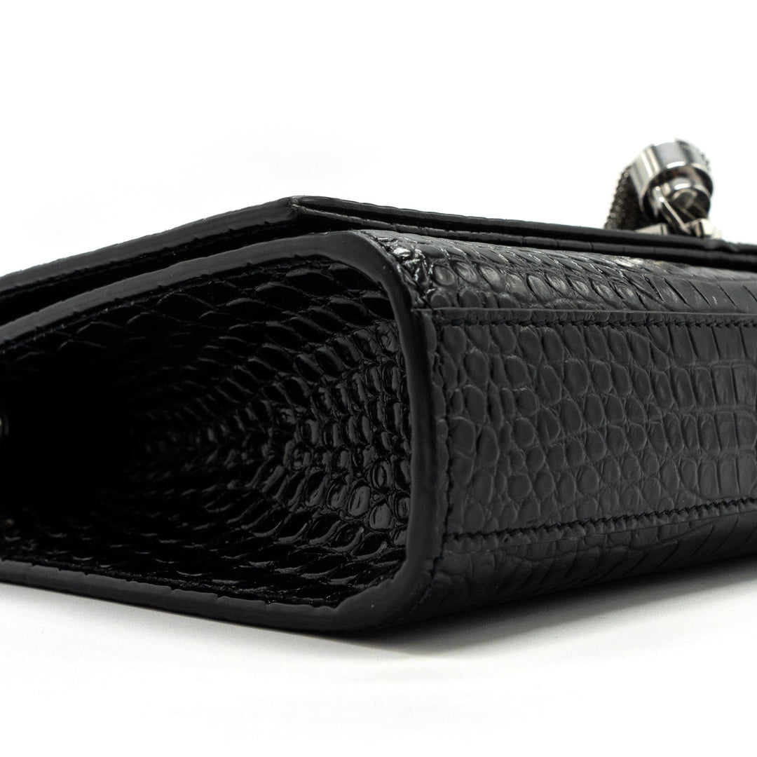 Saint Laurent/YSL Kate Tassel Croc-embossed calfskin Black SH
