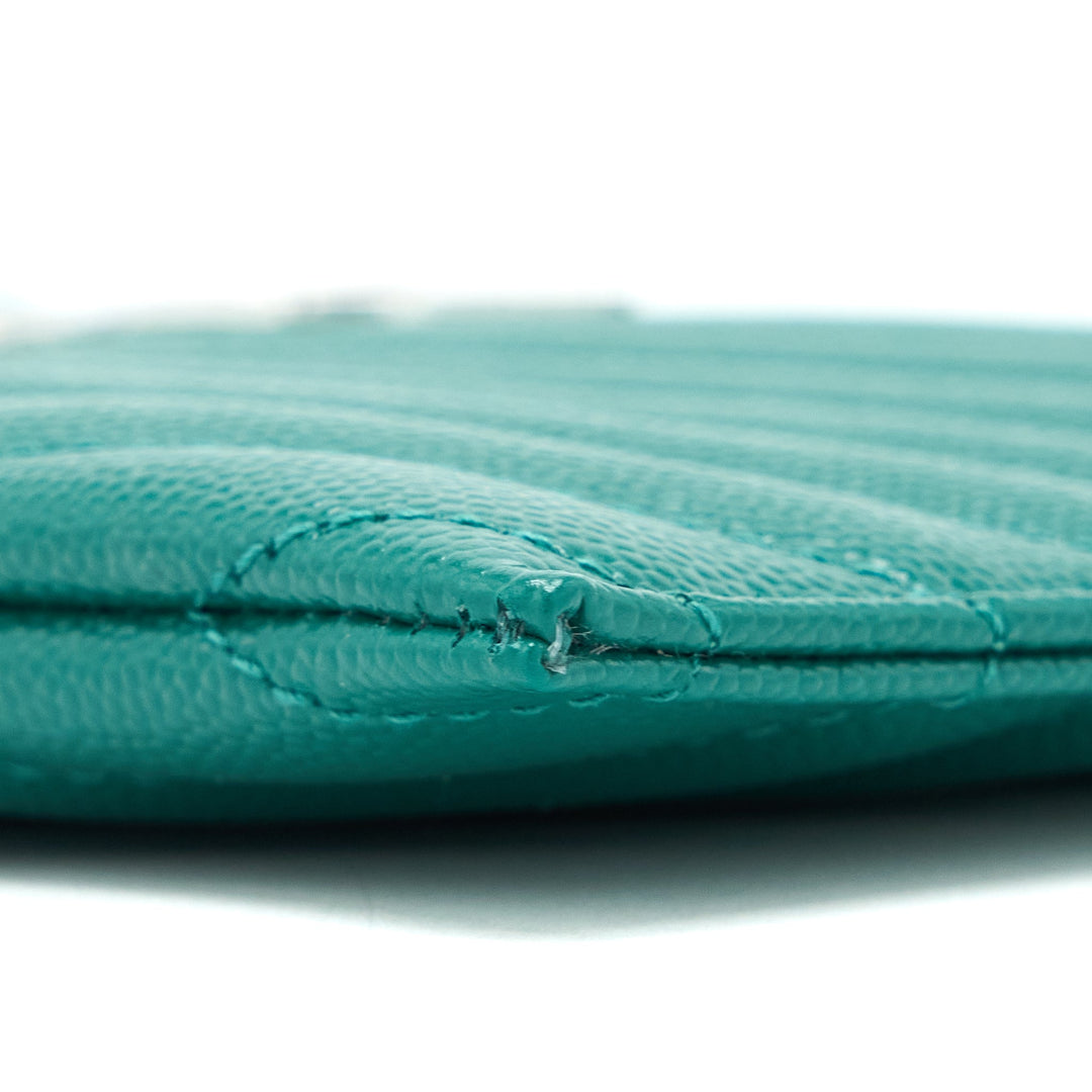 Saint Laurent Cassandra Matelasse Zipped Pouch Grained Calfskin Green SHW