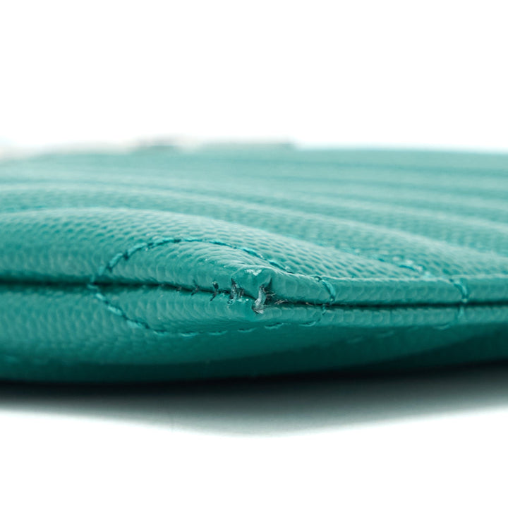 Saint Laurent Cassandra Matelasse Zipped Pouch Grained Calfskin Green SHW