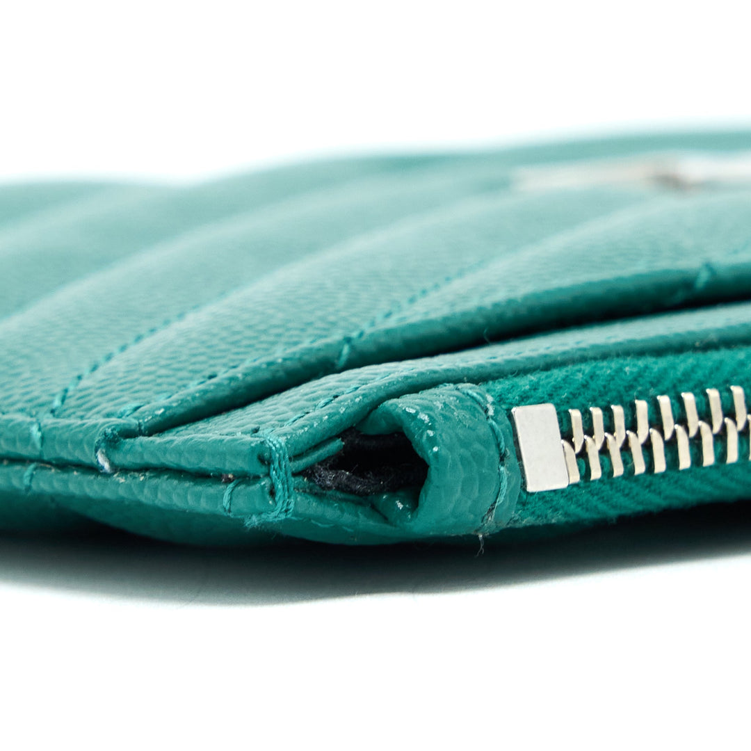 Saint Laurent Cassandra Matelasse Zipped Pouch Grained Calfskin Green SHW