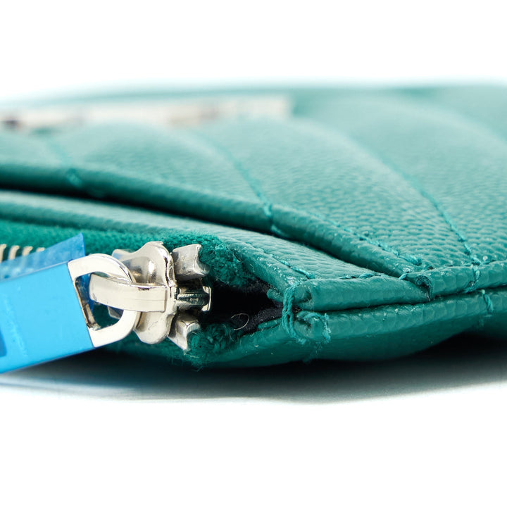 Saint Laurent Cassandra Matelasse Zipped Pouch Grained Calfskin Green SHW