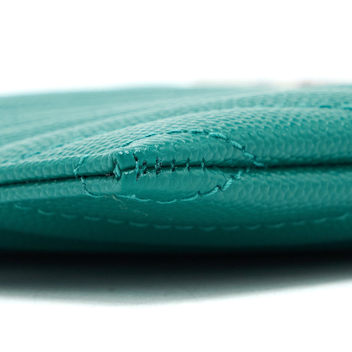 Saint Laurent Cassandra Matelasse Zipped Pouch Grained Calfskin Green SHW