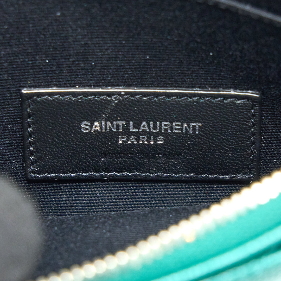 Saint Laurent Cassandra Matelasse Zipped Pouch Grained Calfskin Green SHW