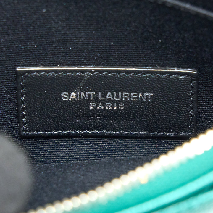 Saint Laurent Cassandra Matelasse Zipped Pouch Grained Calfskin Green SHW