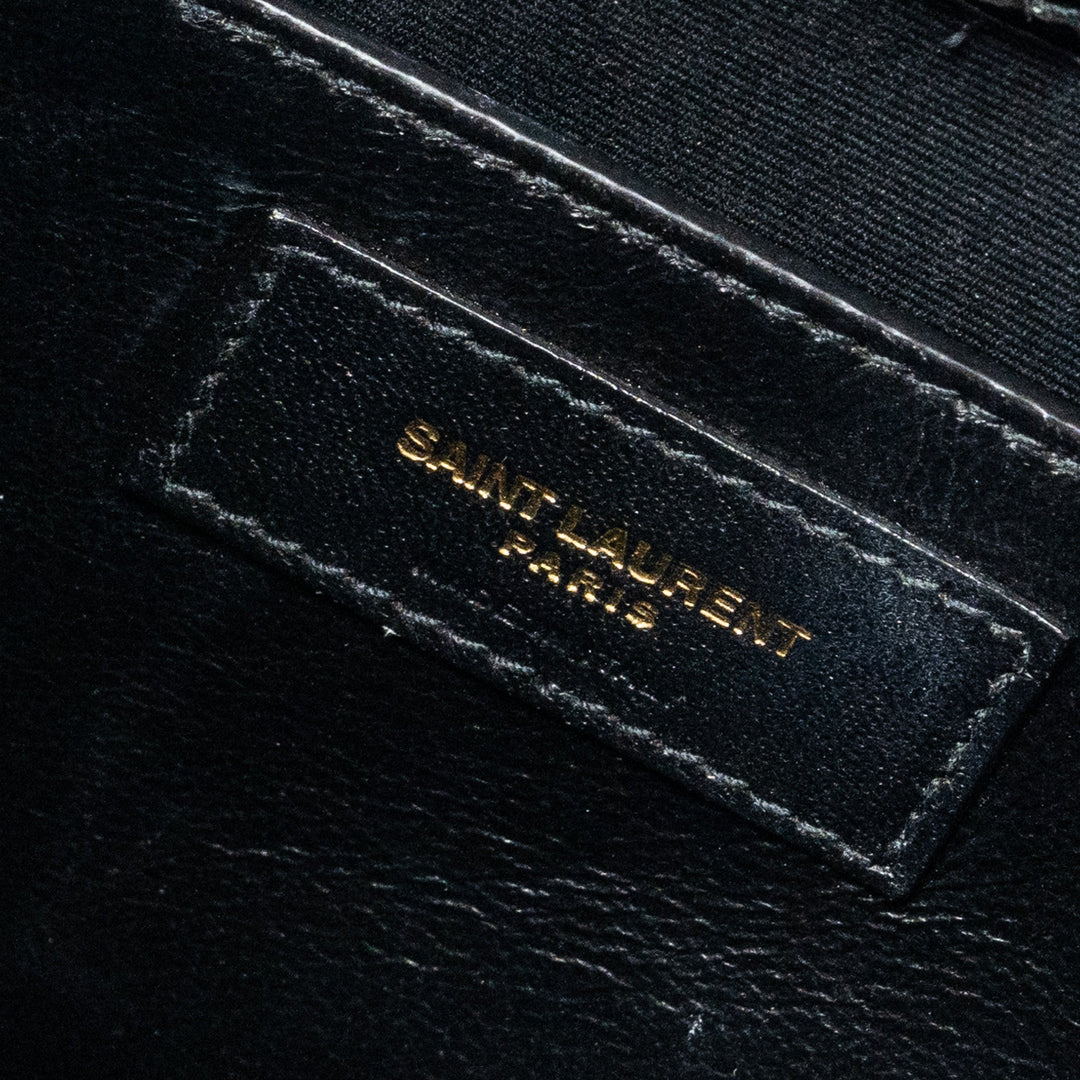 Saint laurent Manhattan shoulder bag croc-embossed calfskin black GHW