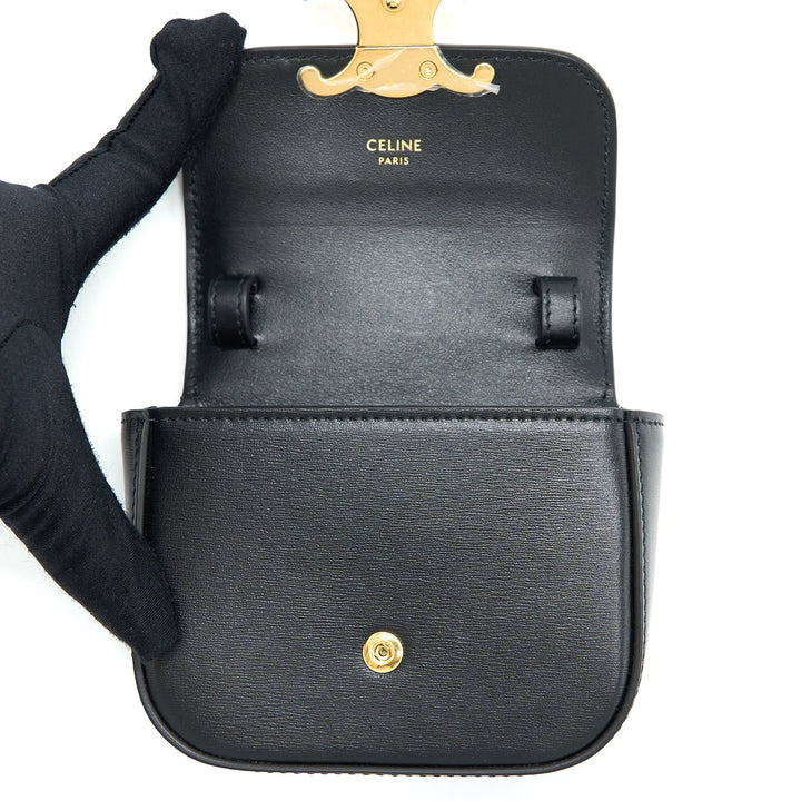 Top Quality Celine Mini Triomphe in Shiny Calfskin Black