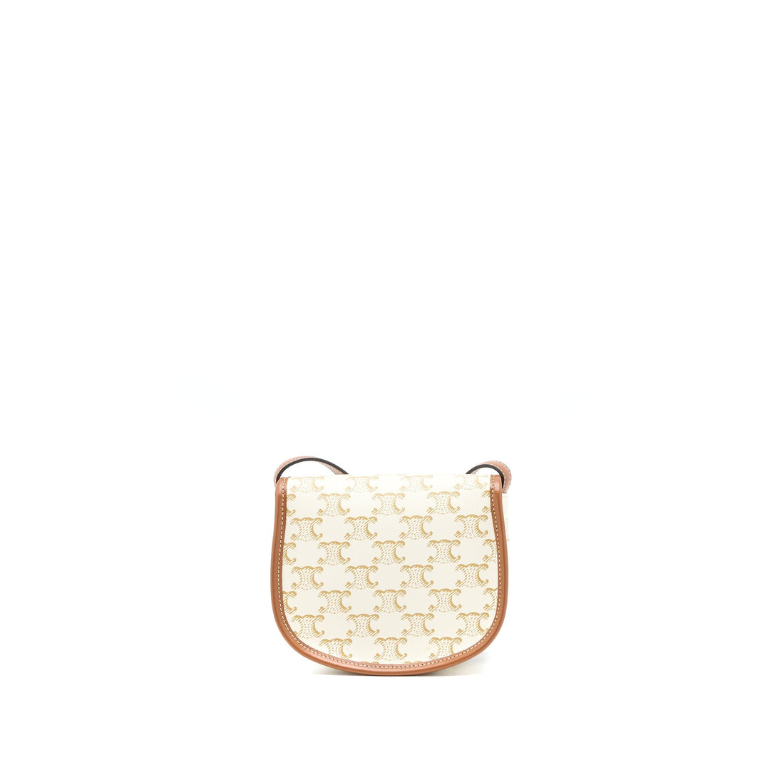 Celine Mini Besace Triomphe Canvas/Calfskin White