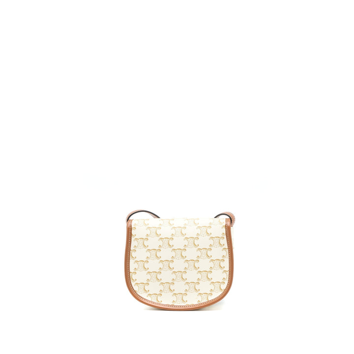 Celine Mini Besace Triomphe Canvas/Calfskin White
