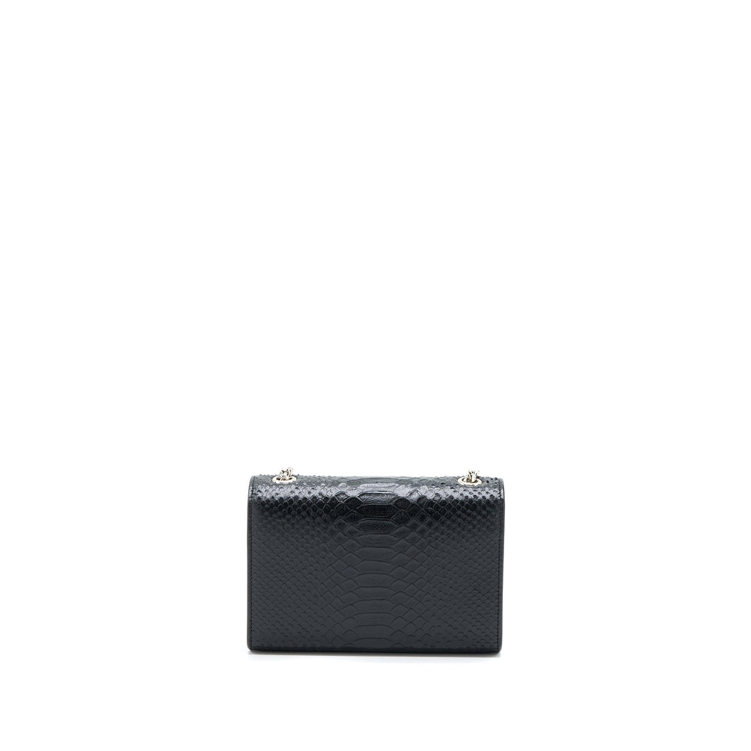 Saint Laurent Small Kate Python Embossed Calfskin Black SHW
