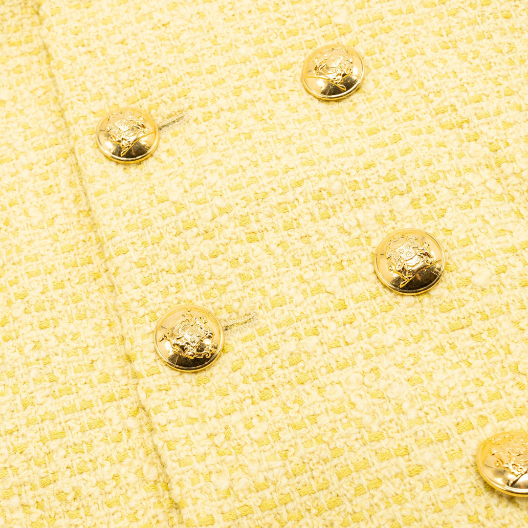 Top Quality Celine Size 38 boucle chasseur tweed jacket wool/cotton yellow