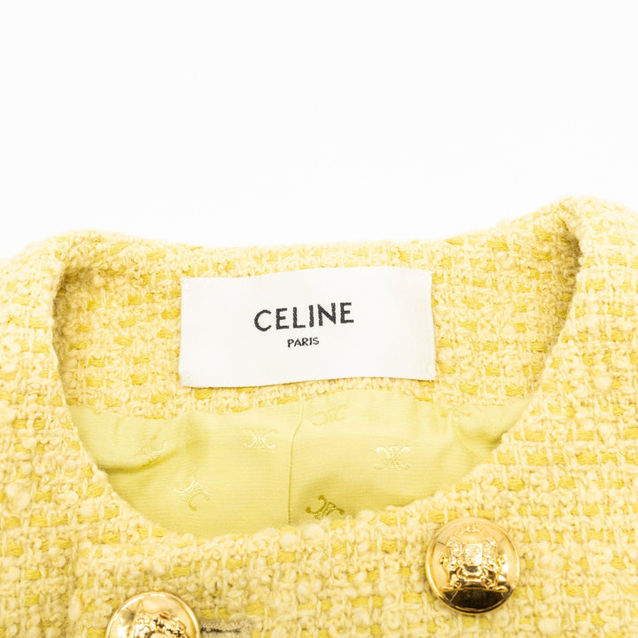 Top Quality Celine Size 38 boucle chasseur tweed jacket wool/cotton yellow