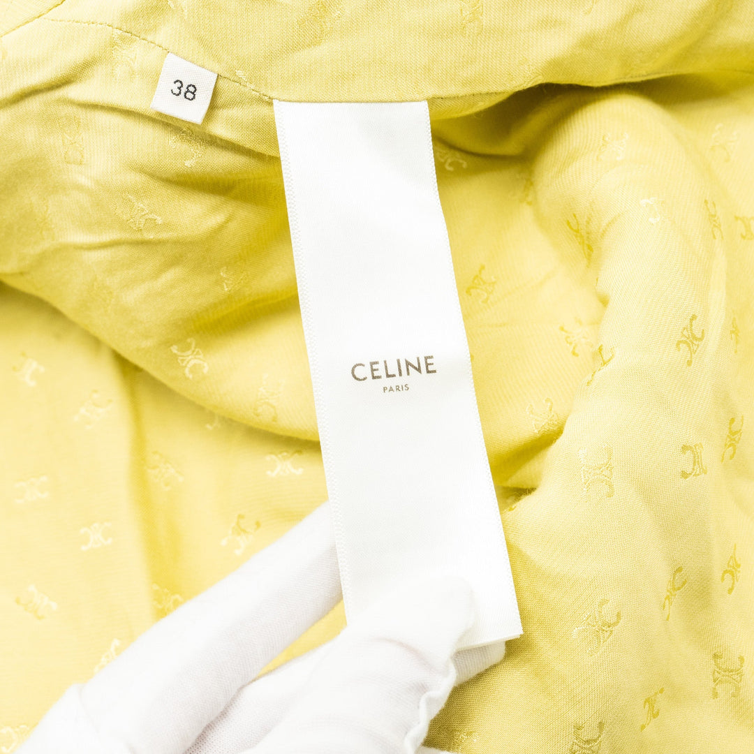 Celine Size 38 boucle chasseur tweed jacket wool/cotton yellow