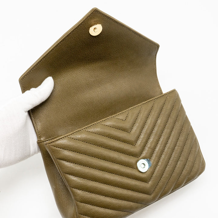 Saint Laurent/YSL Medium College Bag Quilted Lambskin Anemone Green GHW