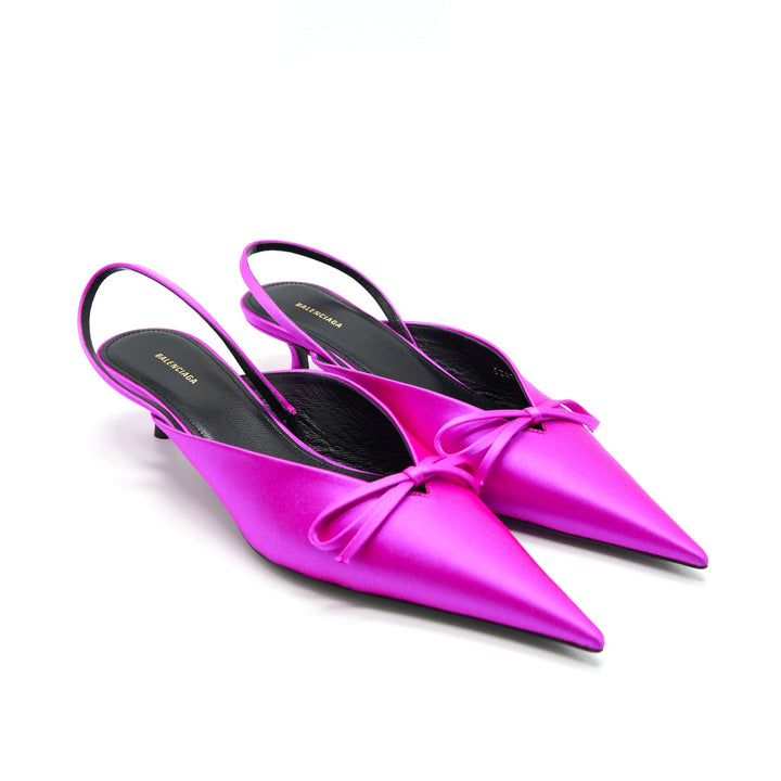 Top Quality Balenciaga Knife Bow-Embellished Satin Slingback Pumps Size36