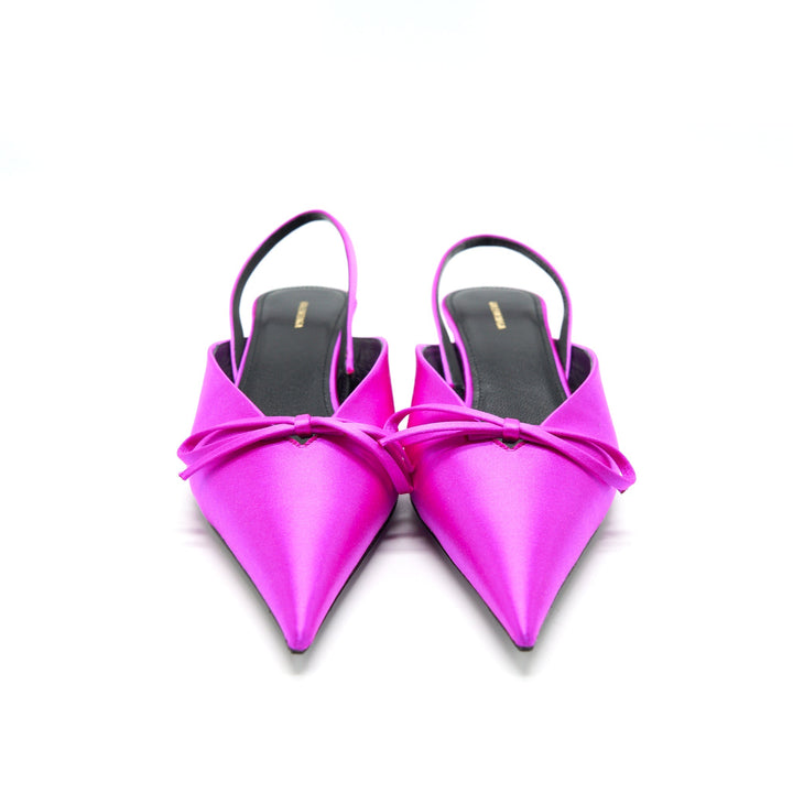 Top Quality Balenciaga Knife Bow-Embellished Satin Slingback Pumps Size36