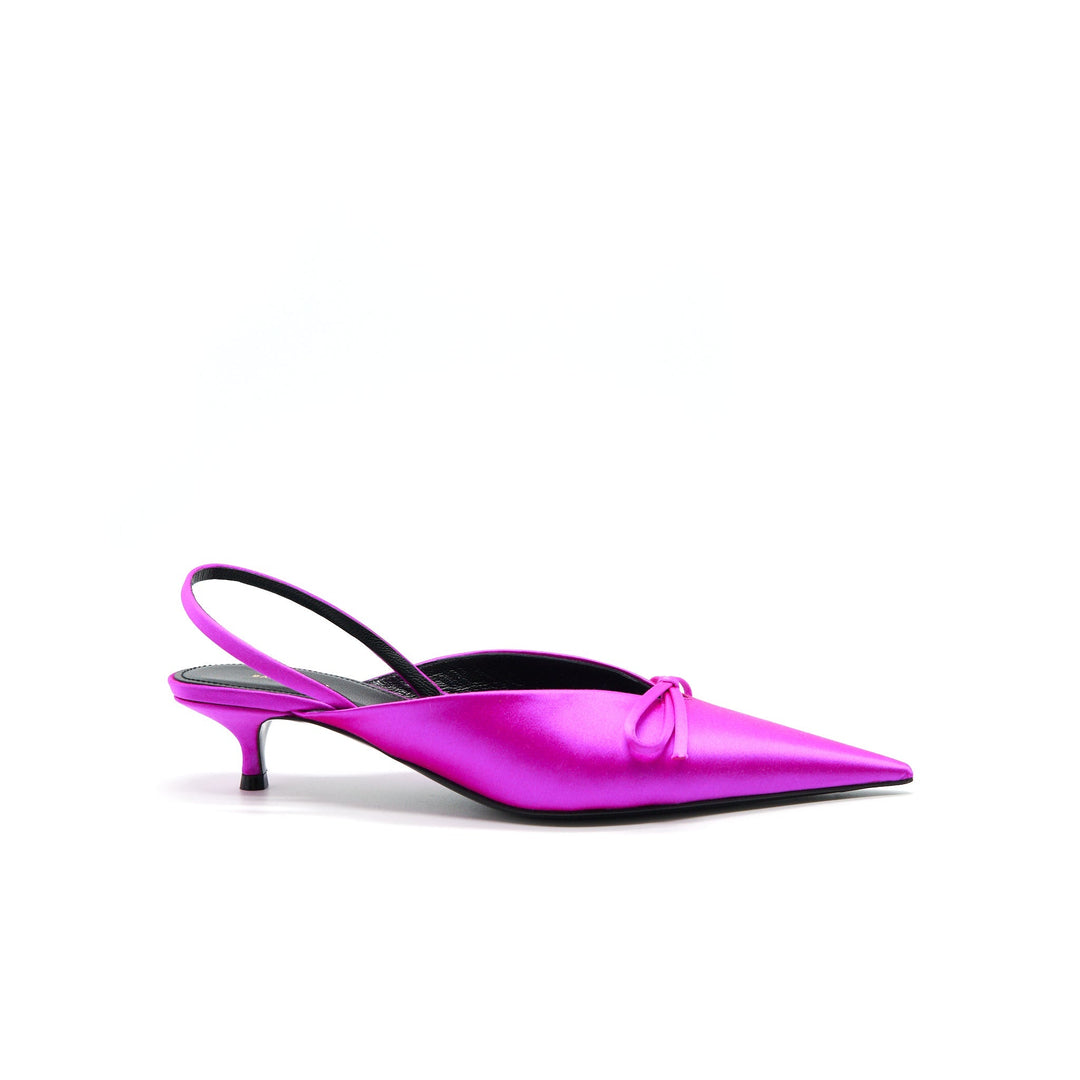 Top Quality Balenciaga Knife Bow-Embellished Satin Slingback Pumps Size36