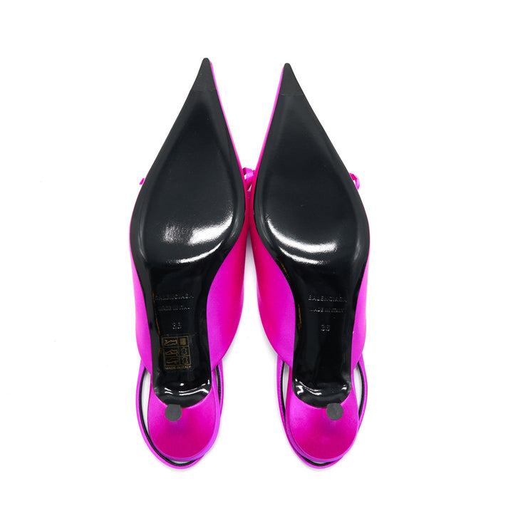 Top Quality Balenciaga Knife Bow-Embellished Satin Slingback Pumps Size36