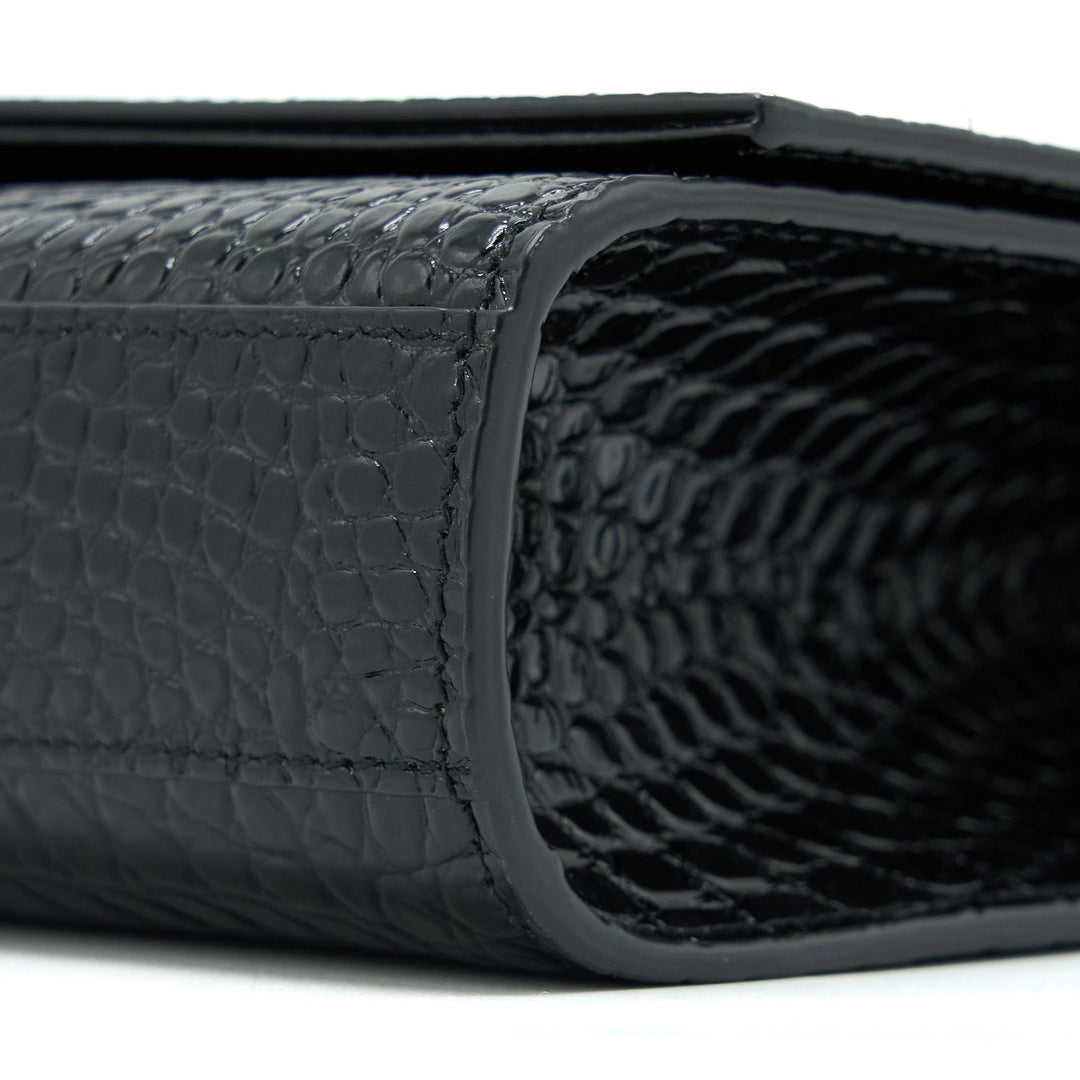 Saint Laurent Kate with Tassel Chain Bag Croc Embossed Calfskin Black SHW