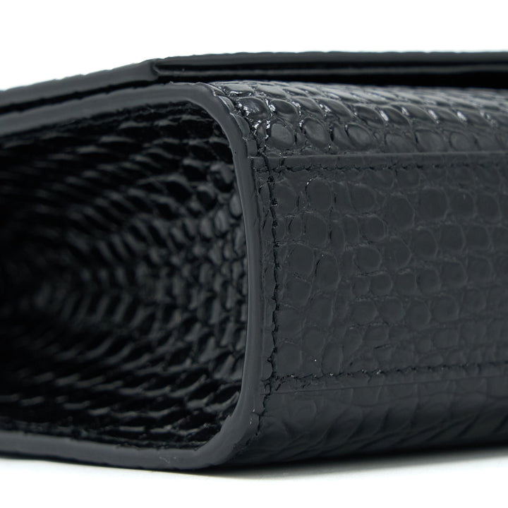 Saint Laurent Kate with Tassel Chain Bag Croc Embossed Calfskin Black SHW