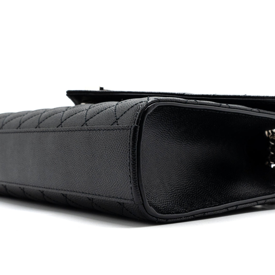 Saint Laurent/YSL Envelope Medium Chain Bag Grained Calfskin Mix Matelasse Black SHW