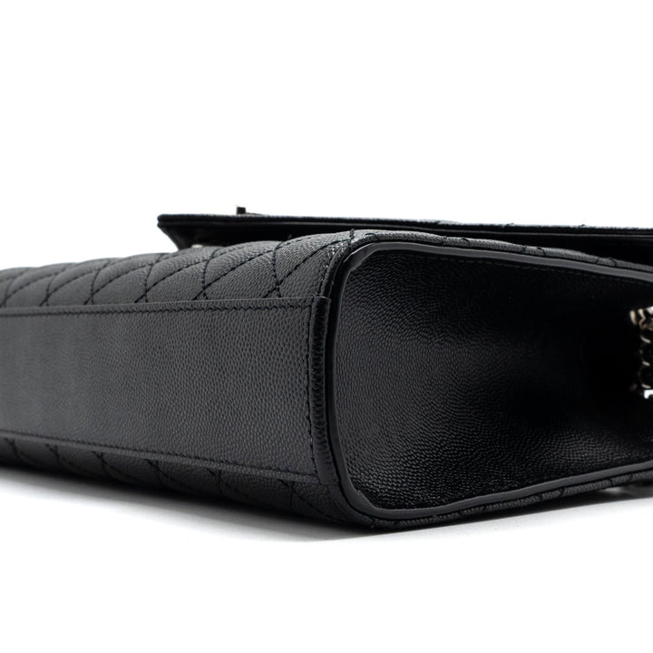Saint Laurent/YSL Envelope Medium Chain Bag Grained Calfskin Mix Matelasse Black SHW