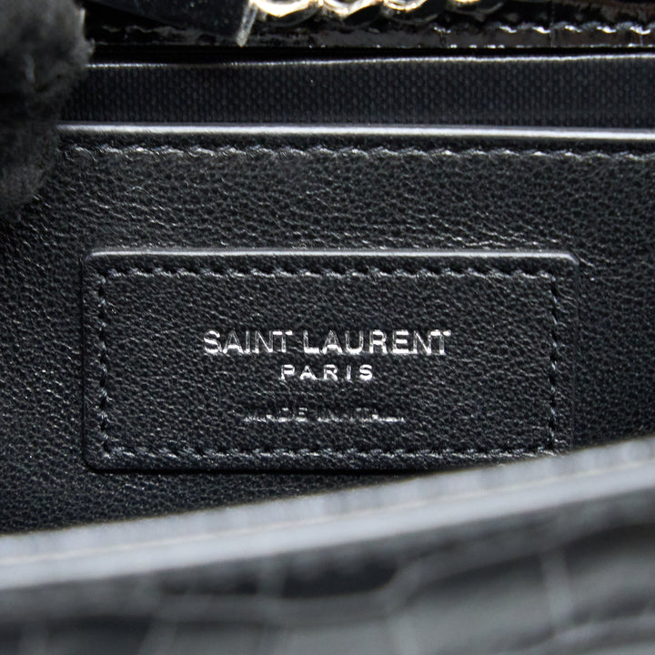 Saint Laurent Kate with Tassel Chain Bag Croc Embossed Calfskin Black SHW