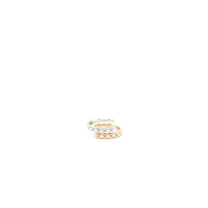 Chanel Size 52 Coco Crush Toilet Moi Ring, Small Version 18K White Gold/Beige Gold Diamonds