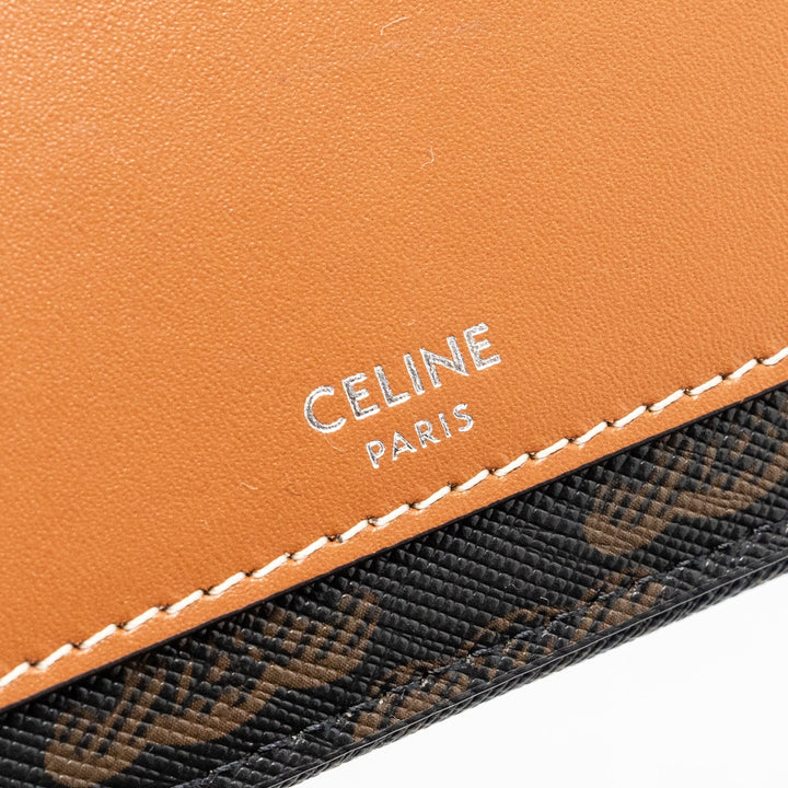 Celine Horizontal Triomphe Logo Print Pouch Coated Canvas/Leather Tan/Brown