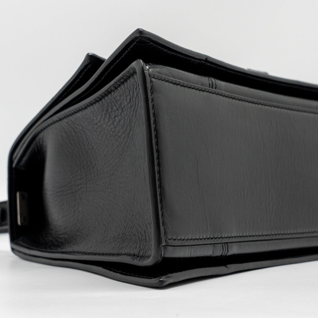 Top Quality Balenciaga Medium Crush Shoulder Bag Calfskin Leather Black SHW