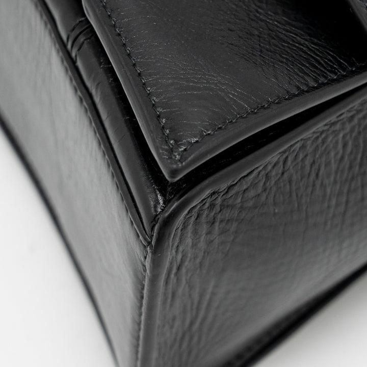 Top Quality Balenciaga Medium Crush Shoulder Bag Calfskin Leather Black SHW