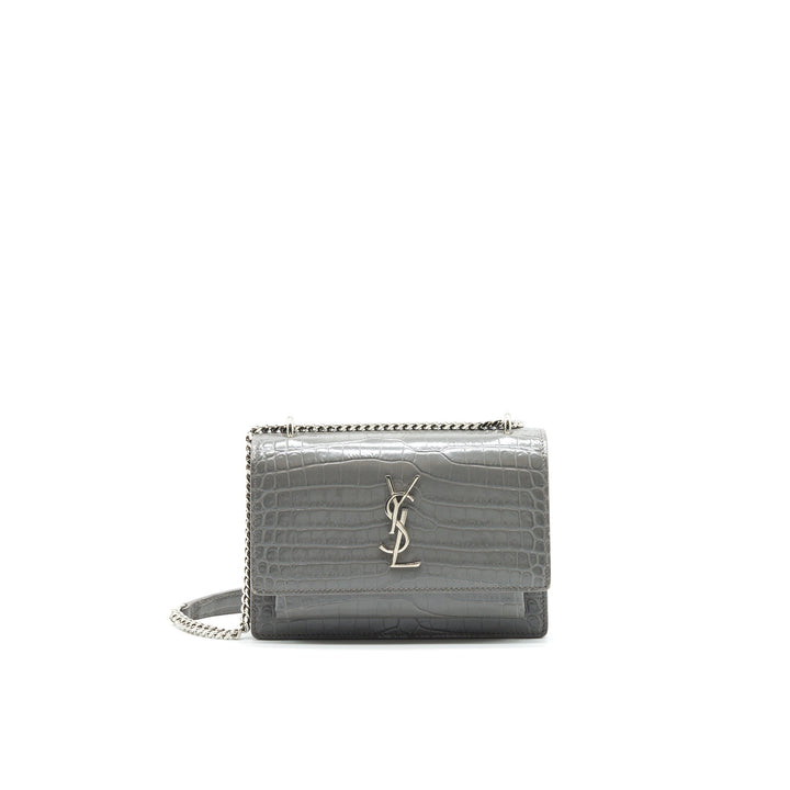 Saint Laurent Mini Sunset Shoulder Bag Grey SHW