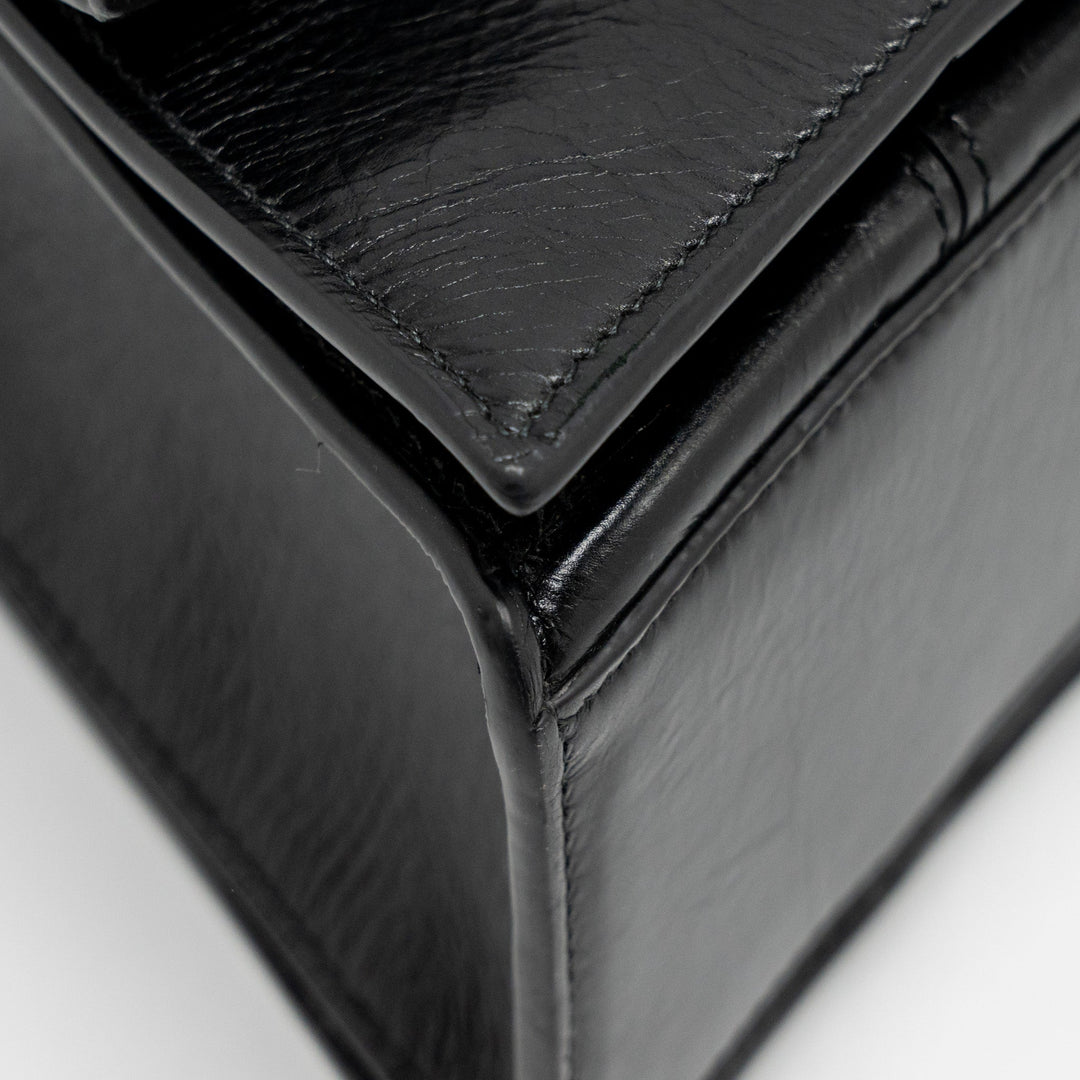 Top Quality Balenciaga Medium Crush Shoulder Bag Calfskin Leather Black SHW