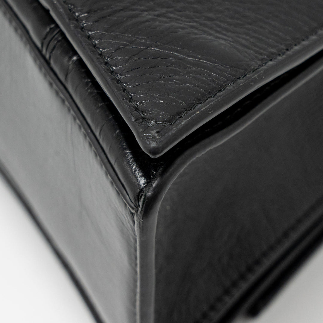 Top Quality Balenciaga Medium Crush Shoulder Bag Calfskin Leather Black SHW