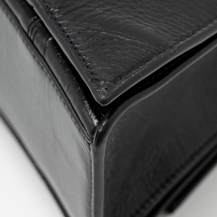 Top Quality Balenciaga Medium Crush Shoulder Bag Calfskin Leather Black SHW