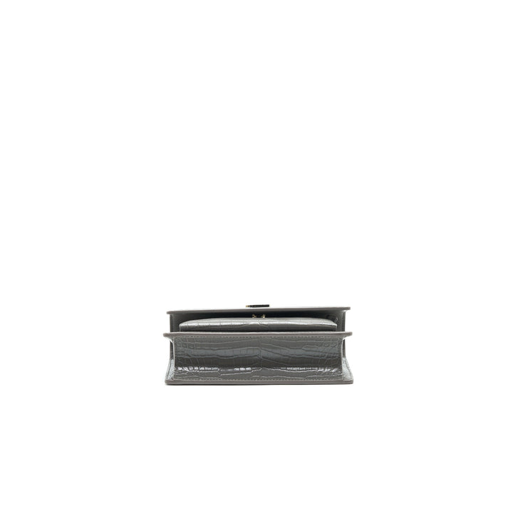 Saint Laurent Mini Sunset Shoulder Bag Grey SHW