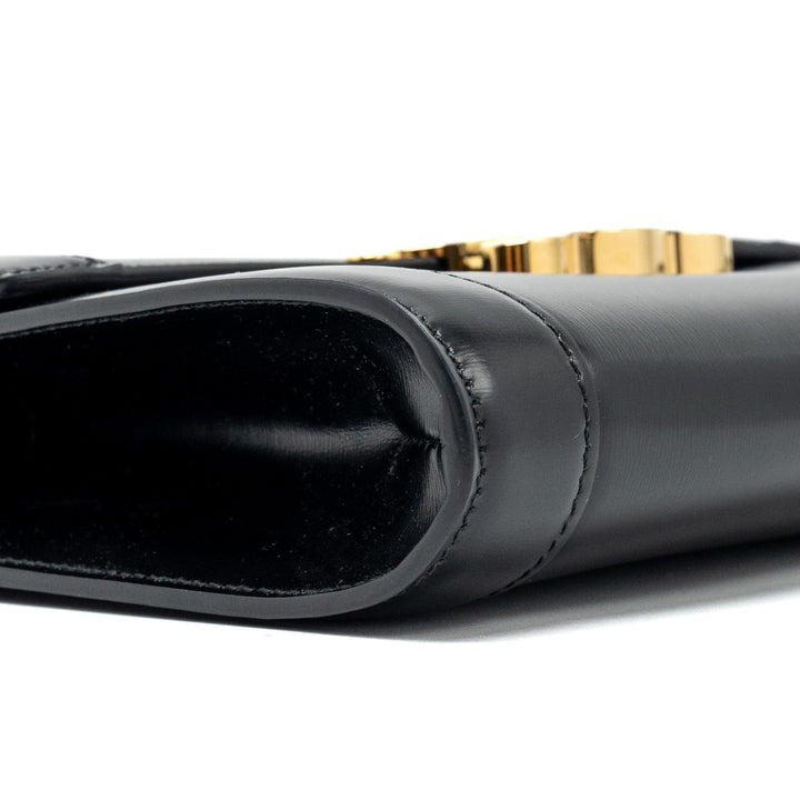 Top Quality Celine triomphe flap wallet with strap calfskin black