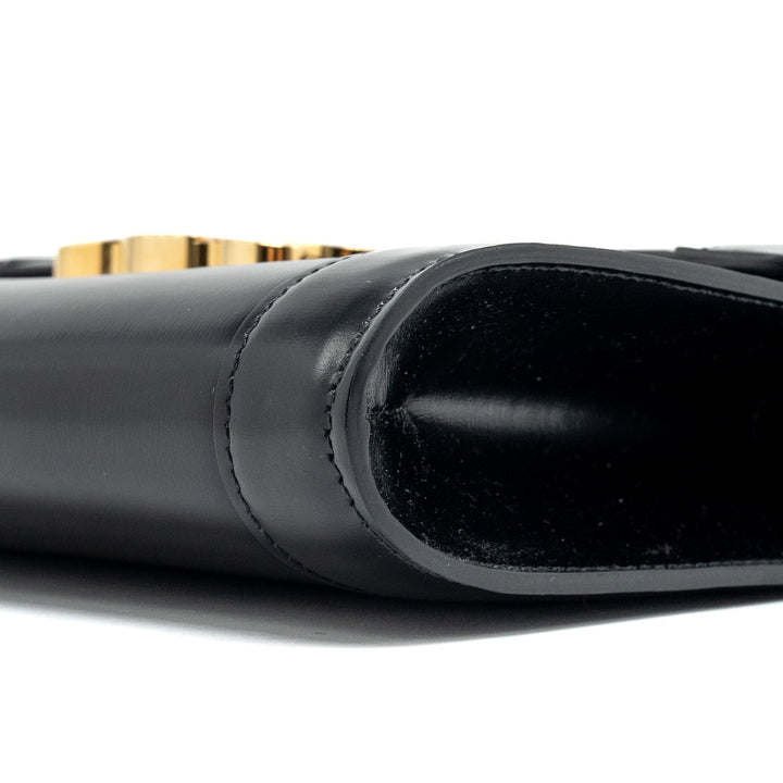 Celine triomphe flap wallet with strap calfskin black