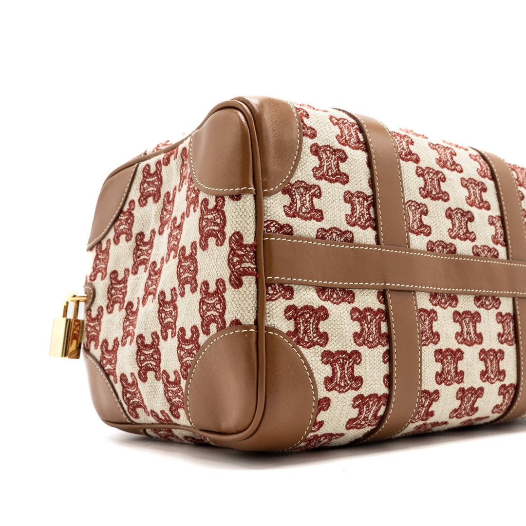 Top Quality Celine Small Boston Textile Triomphe Fox Red