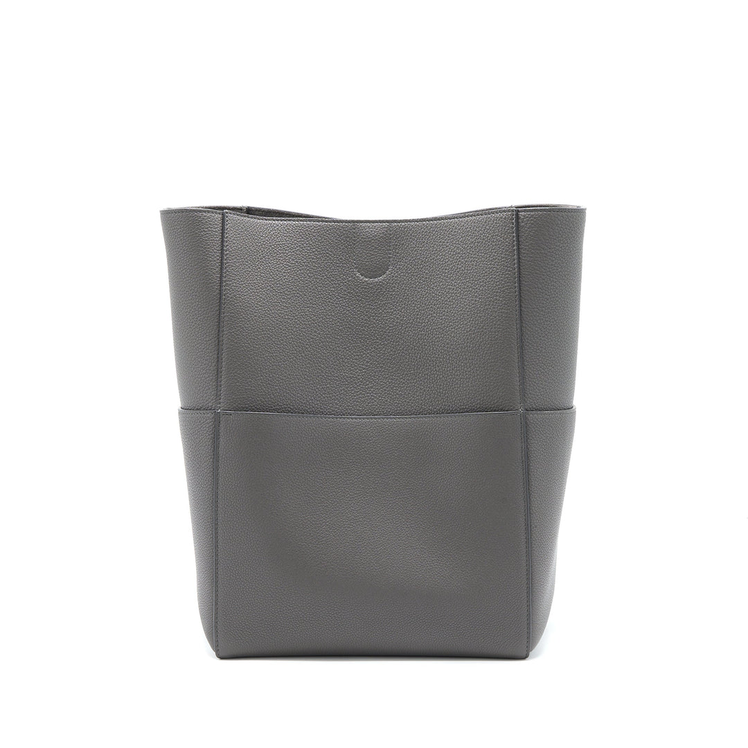 Celine Sangle Bucket Bag Grained Calfskin Grey
