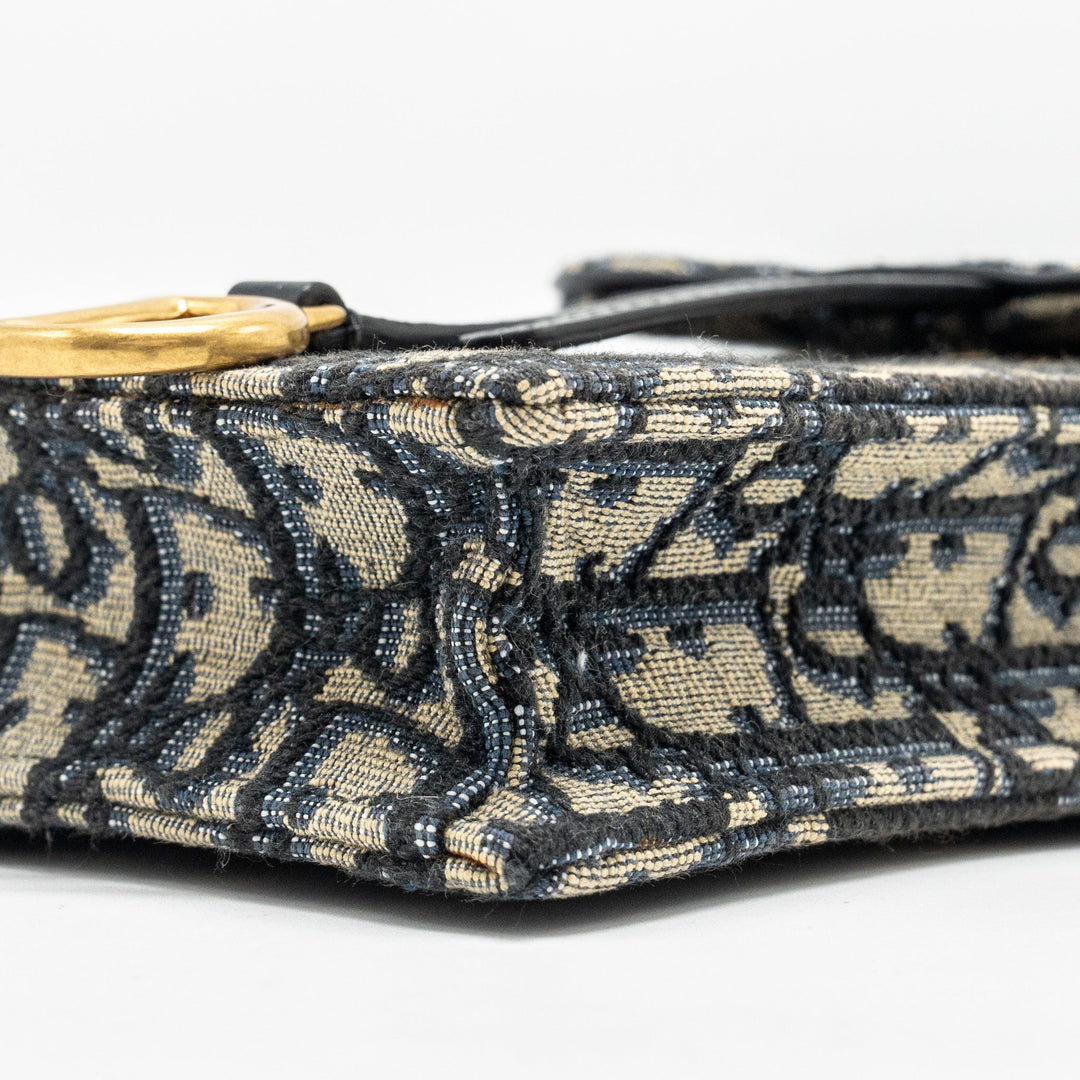 Top quality Dior Saddle Phone Pouch Blue Oblique Jacquard