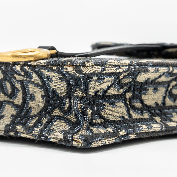 Top quality Dior Saddle Phone Pouch Blue Oblique Jacquard