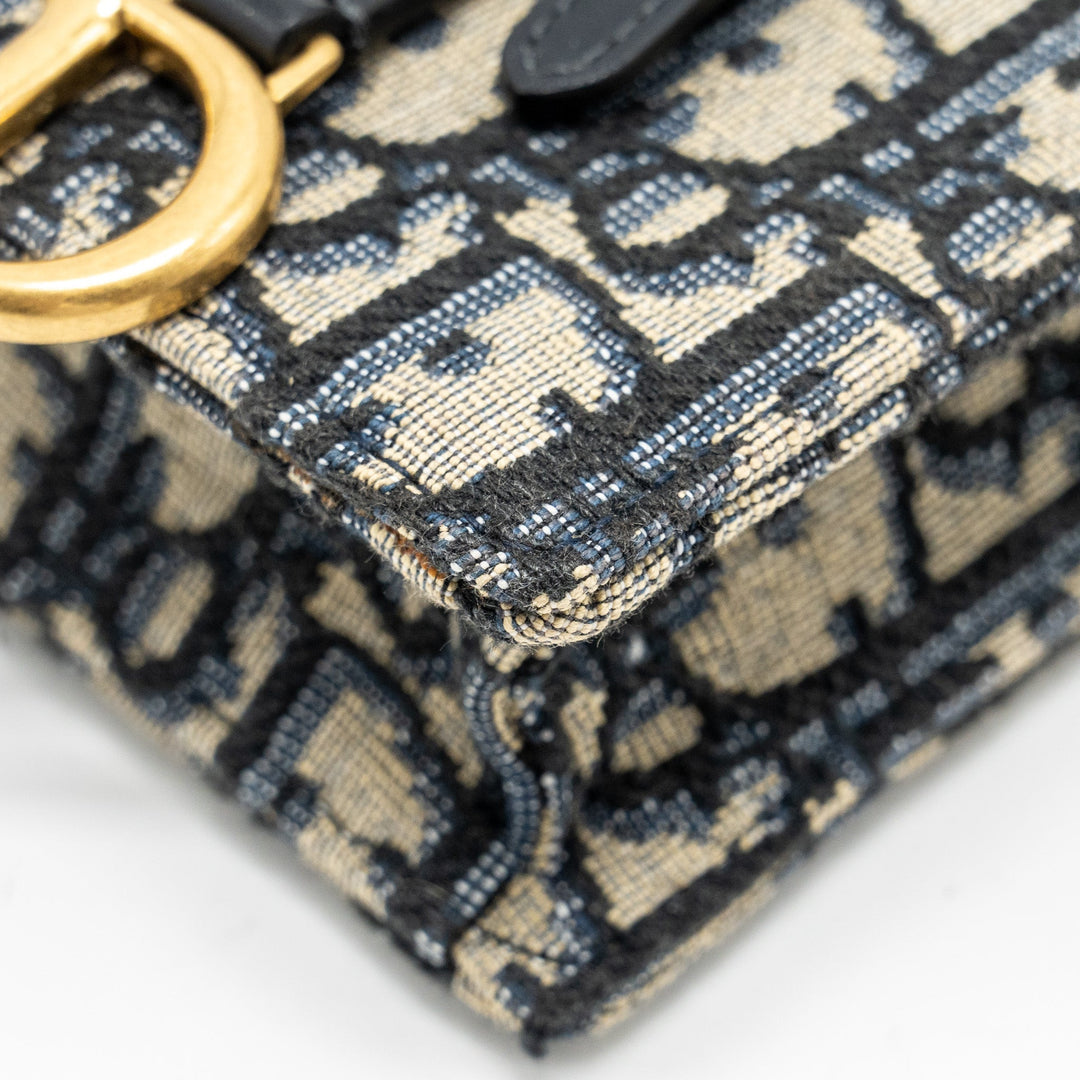 Top quality Dior Saddle Phone Pouch Blue Oblique Jacquard